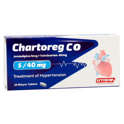 CHARTOREG CO 5 / 40 MG ( AMLODIPINE / TELMISARTAN ) 28 BILAYER TABLETS